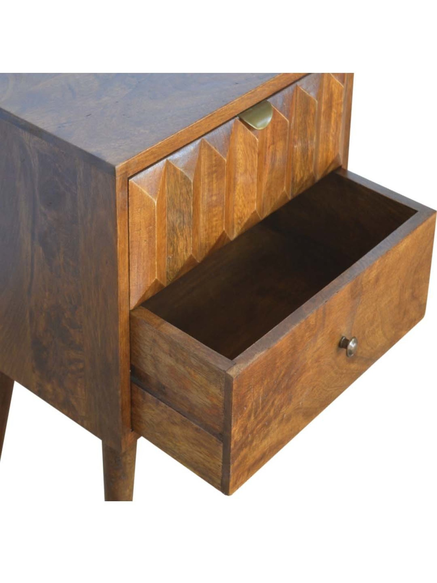 Artisan Furniture Textured Chestnut Prism Brown Bedside Table
