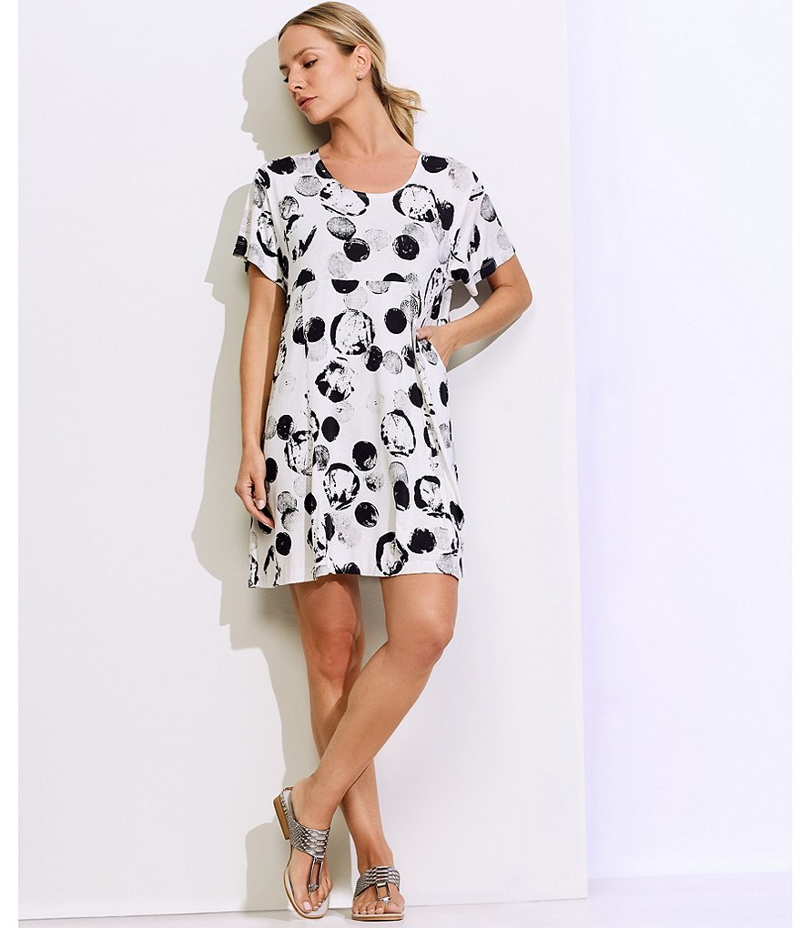 Bryn Walker Mara Short Sleeve Jersey Print Pocket Tunic