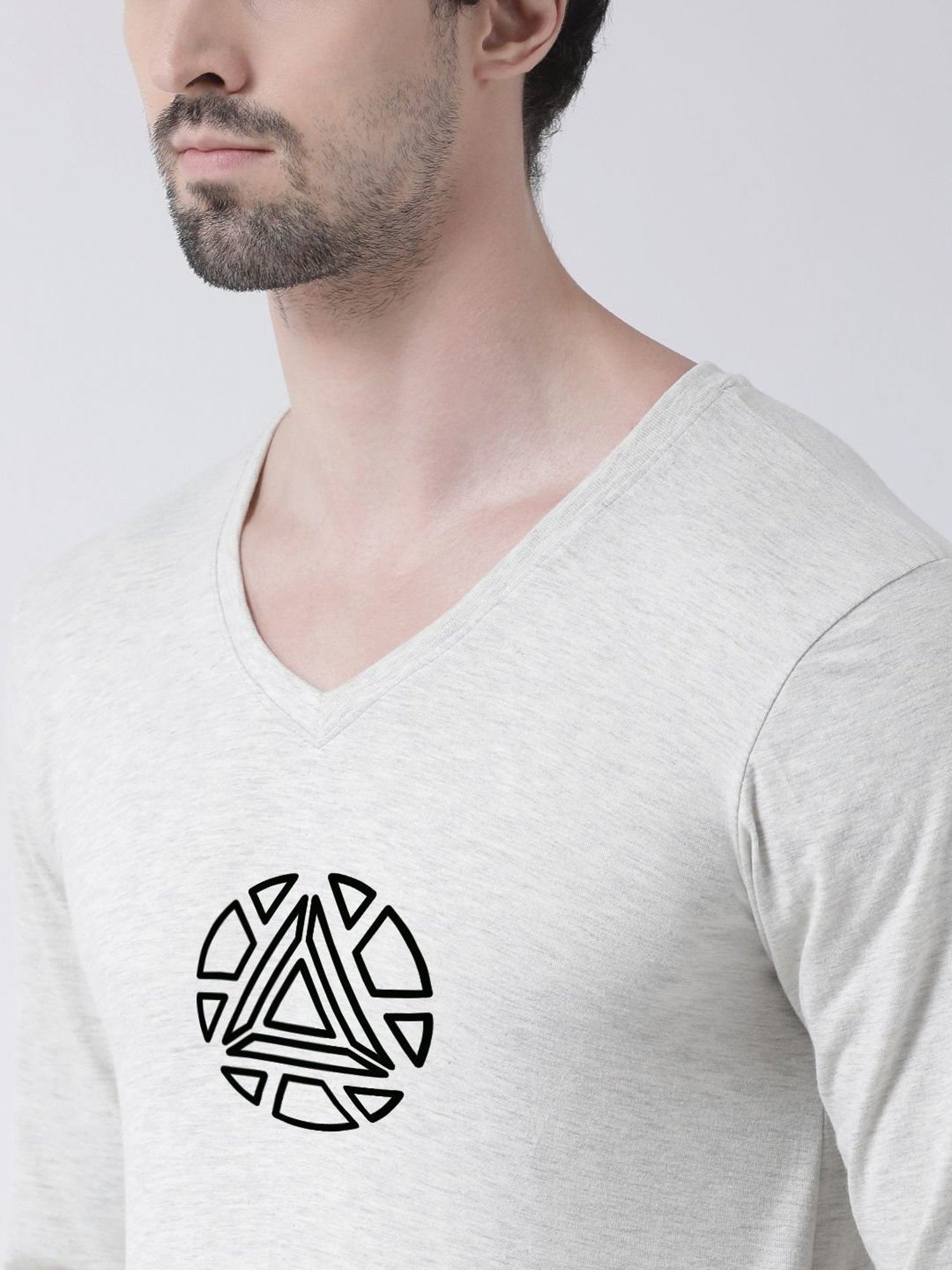 Friskers Grey Cotton Slim Fit Printed T-Shirt