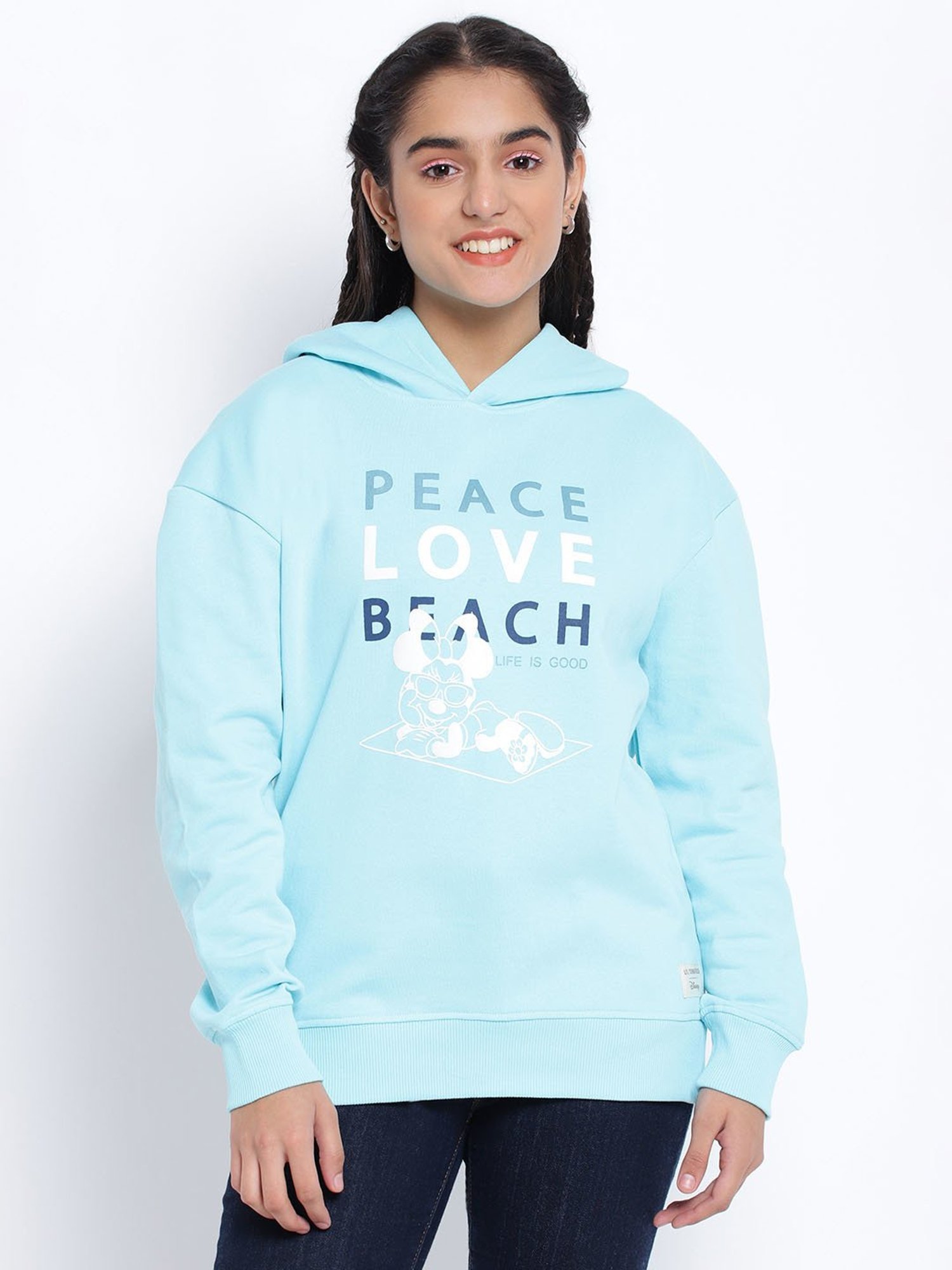 Lil Tomatoes Kids Sky Blue Printed Full Sleeves Sweatshirt