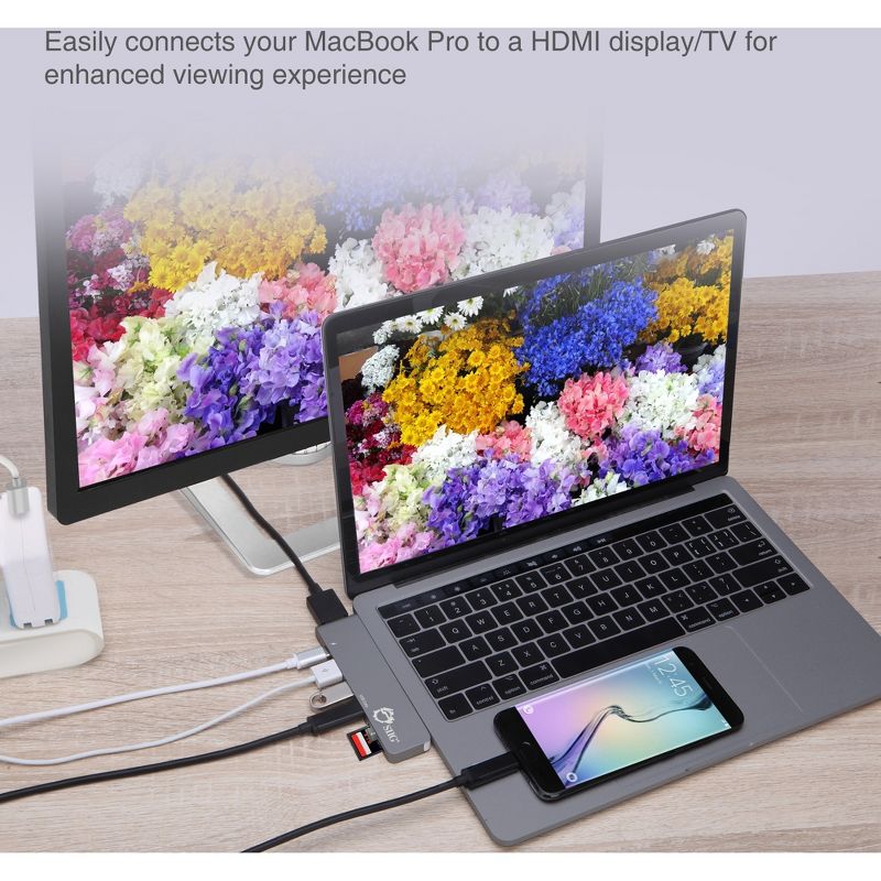 SIIG Thunderbolt 3 USB-C Hub HDMI with Card Reader & PD Adapter - Space Gray