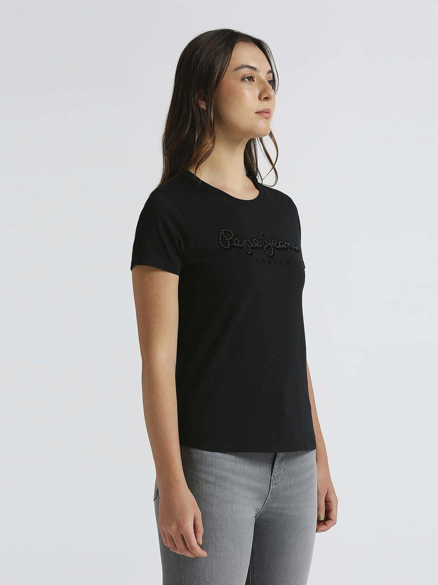Pepe Jeans Black Cotton Printed T-Shirt