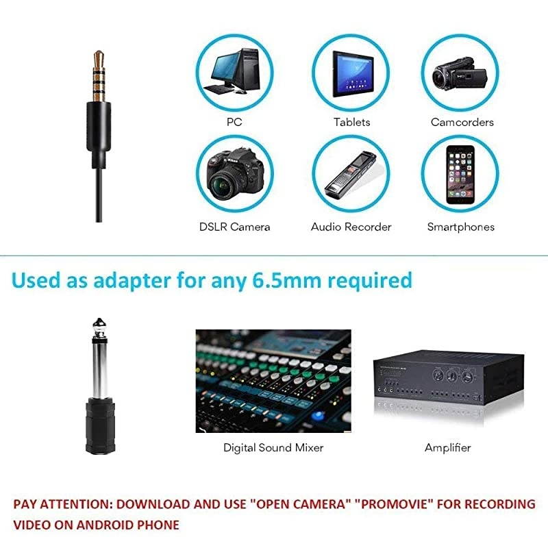 Lavalier Microphone  AU100 Hands Free Clipon Lapel Mic with Omnidirectional Condenser for Podcast Recording DSLRCamera Smartphone PCLaptop 236 in