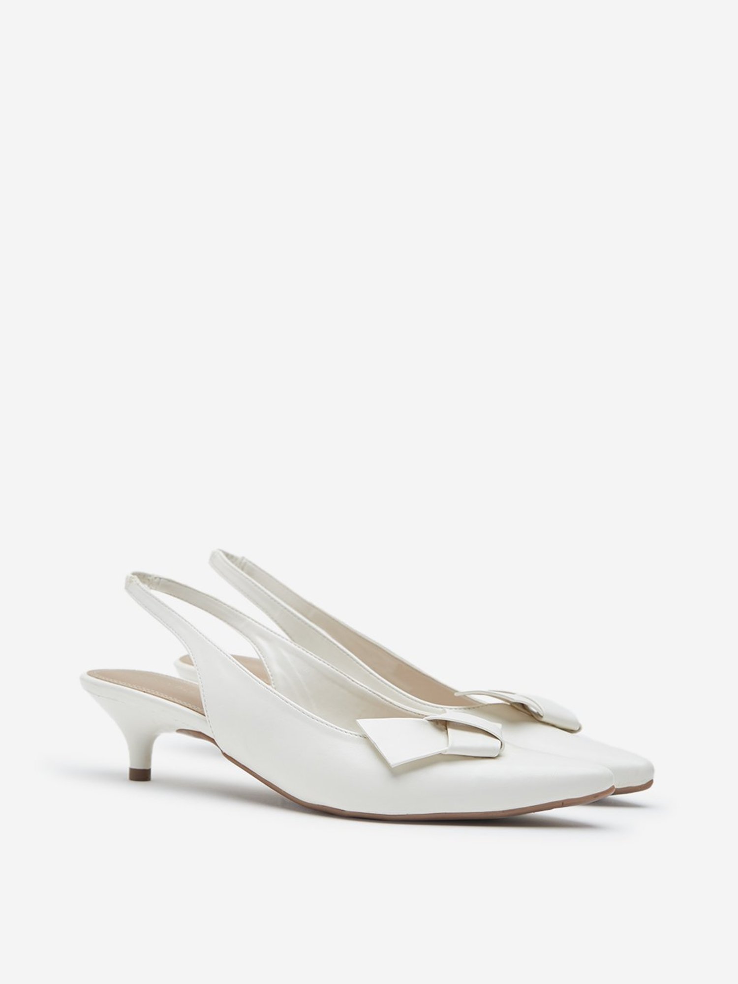 LUNA BLU by Westside White Bow-Detailed Slingback Shoes