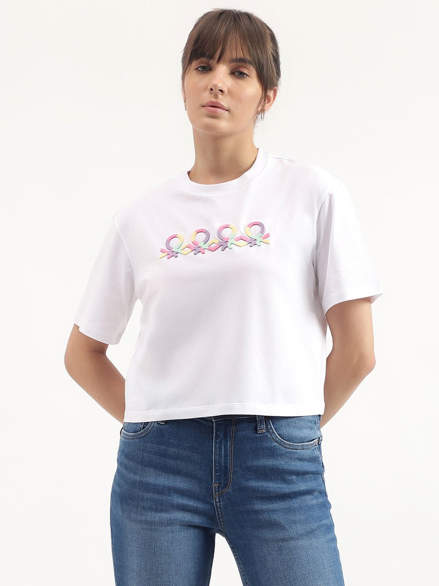 United Colors of Benetton White Printed T-Shirt