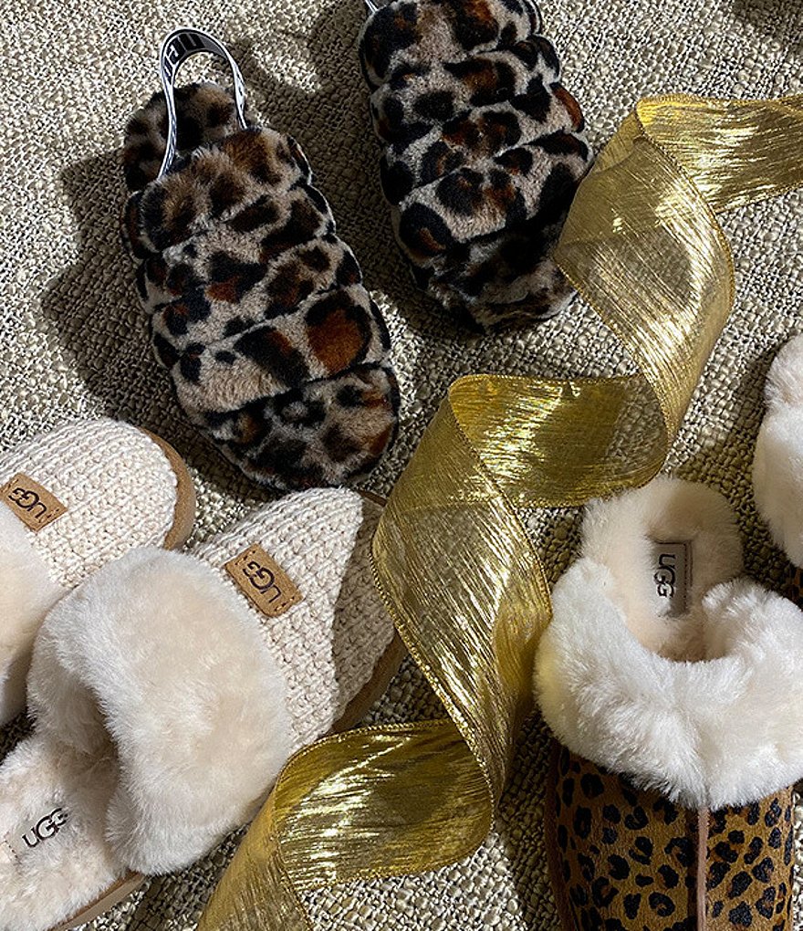 UGG&reg; Fluff Yeah Leopard Print Fur Slides
