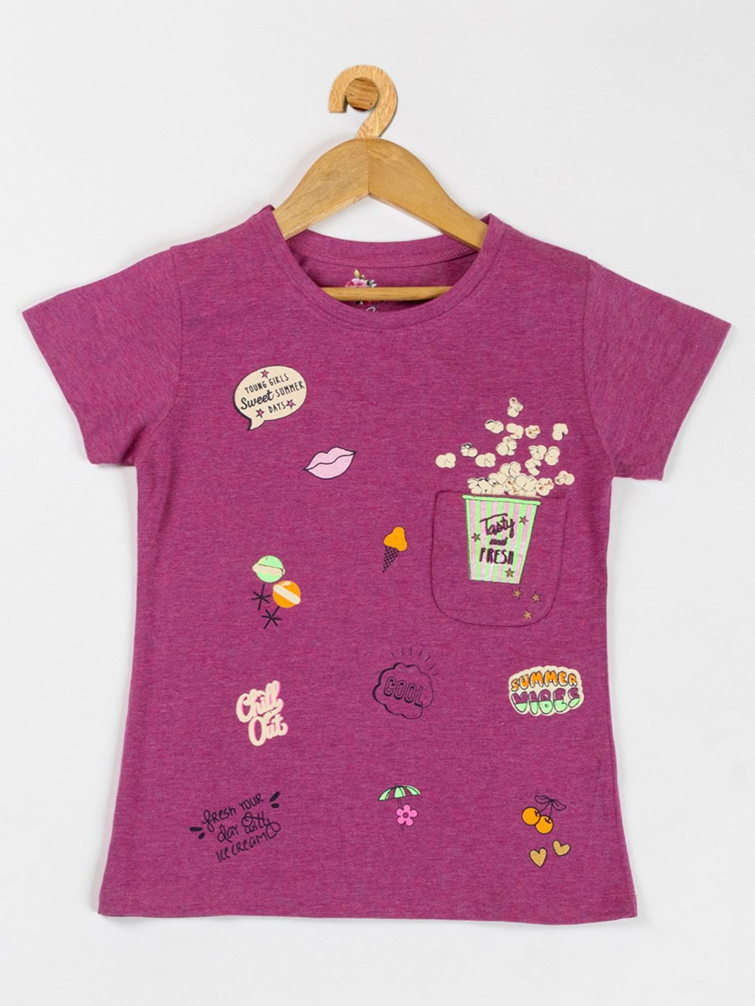 NINS MODA Kids Magenta Printed Top