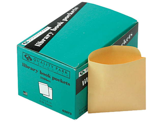 Quality Park 62273 Library Book Card Pockets with Ungummed Backs, Cameo Buff, 250/Box