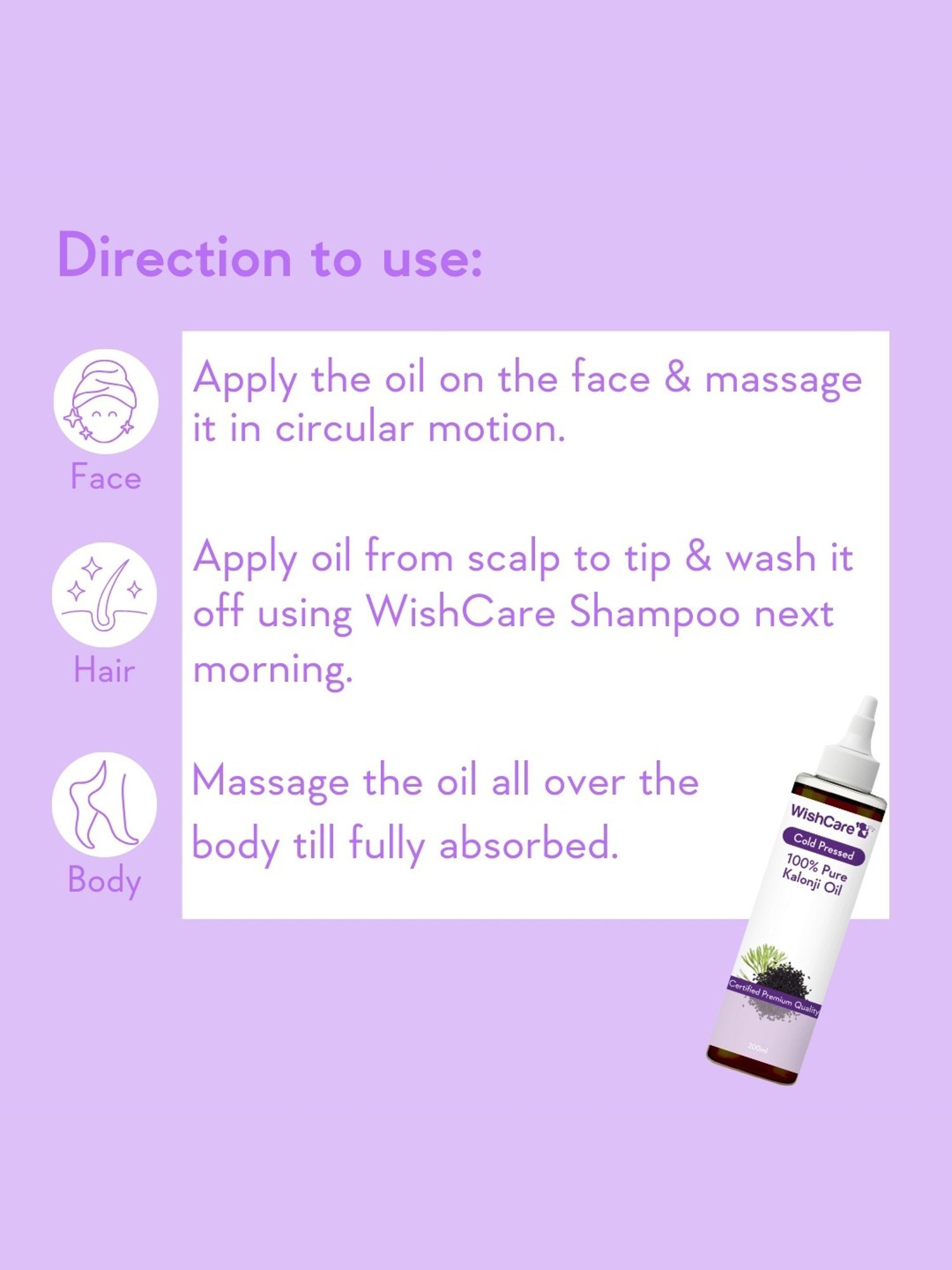 Wishcare Cold Pressed 100% Pure Kalonji Oil - 200 ml