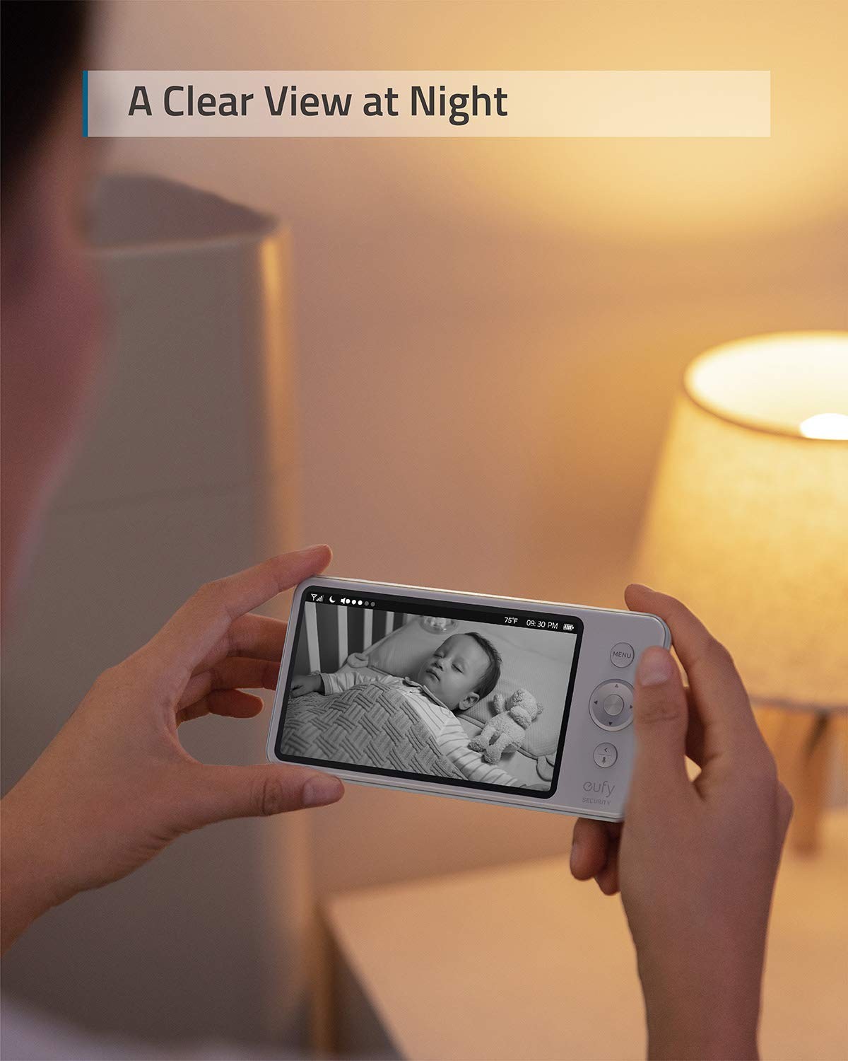 eufy Security, Video Baby Monitor with Camera and Audio, 720p HD Resolution, Night Vision, 5" Display, 110&deg; Wide-Angle Lens Included, Lullaby Player, Ideal for New Moms