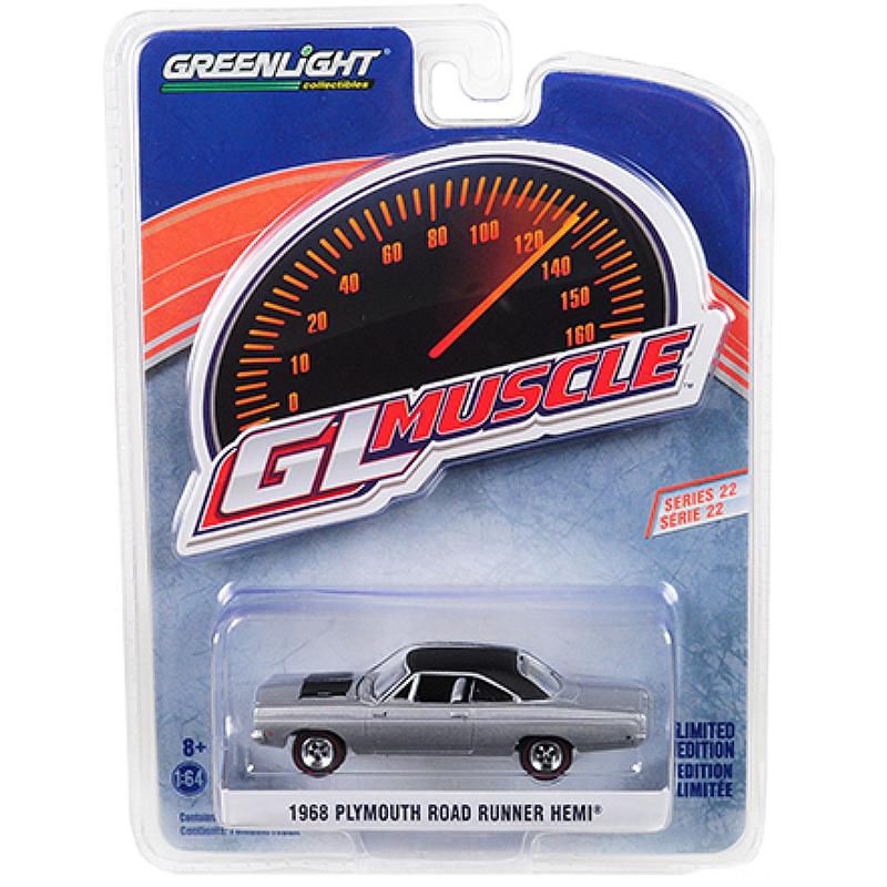 1968 Plymouth Road Runner Hemi Buffed Silver with Black Top "Greenlight Muscle" Series 22 1/64 Diecast Car by Greenlight