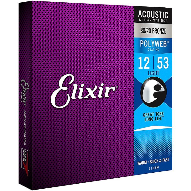 Elixir 2-Pack Light OPTIWEB Electric Guitar Strings and Light 80/20 Bronze POLYWEB Acoustic Guitar Strings Bundle