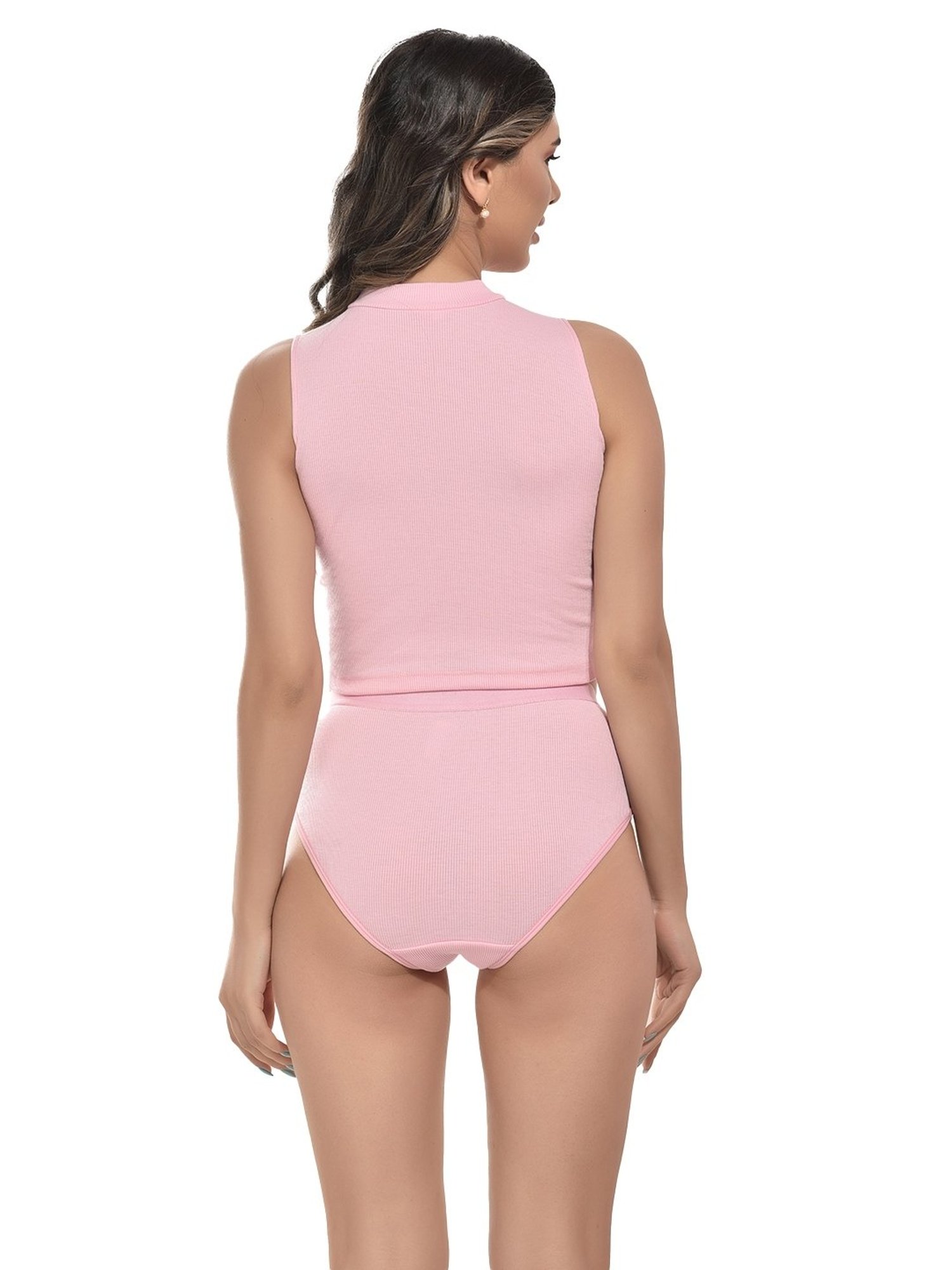 mod & shy Pink Self Pattern Lingerie Set