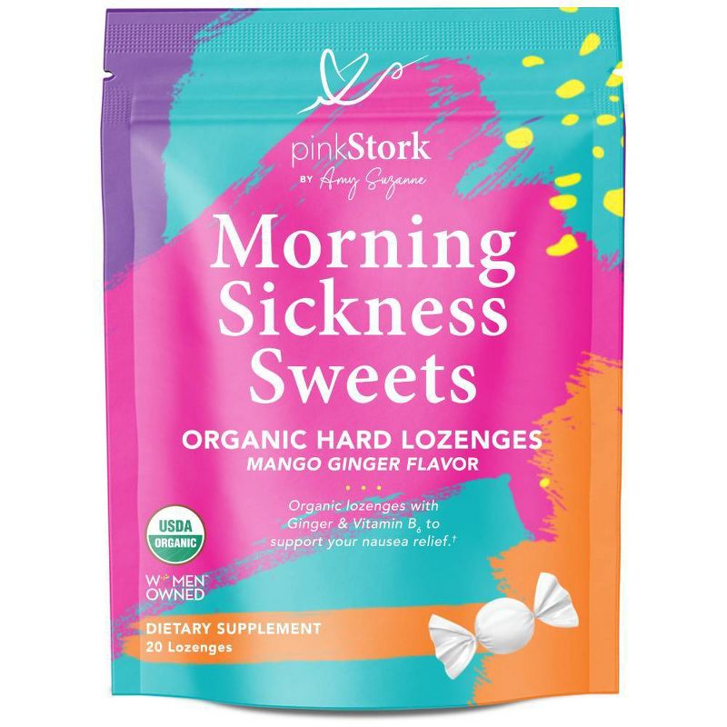 Pink Stork Mango Ginger Morning Sickness Hard Lozenges with Vitamin B6 - 20ct