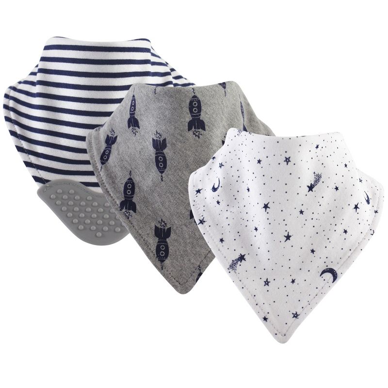 Yoga Sprout Baby Boy Cotton Bandana Bibs 3pk, Moon, One Size