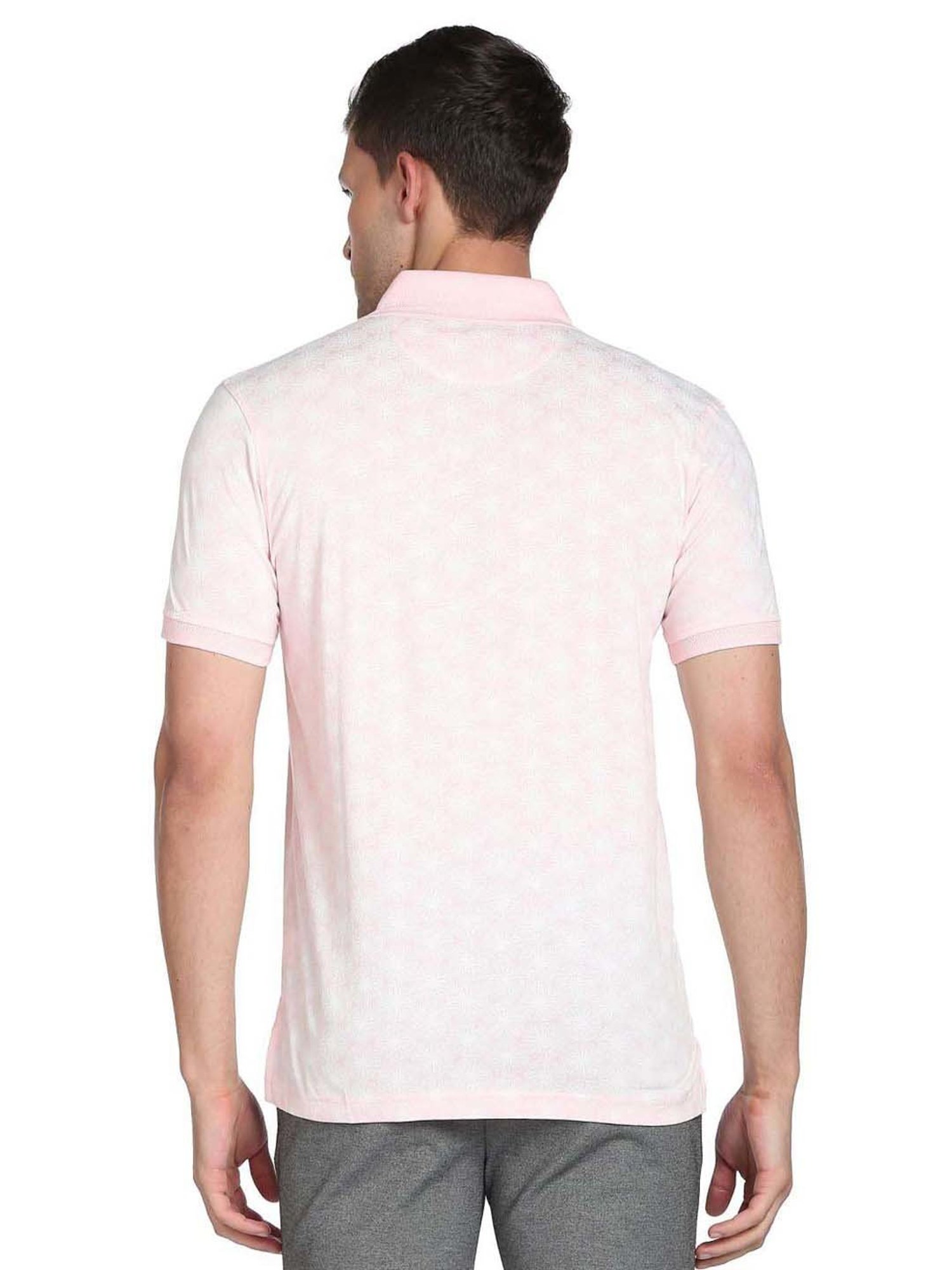 Arrow Pink Cotton Regular Fit Printed Polo T-Shirt