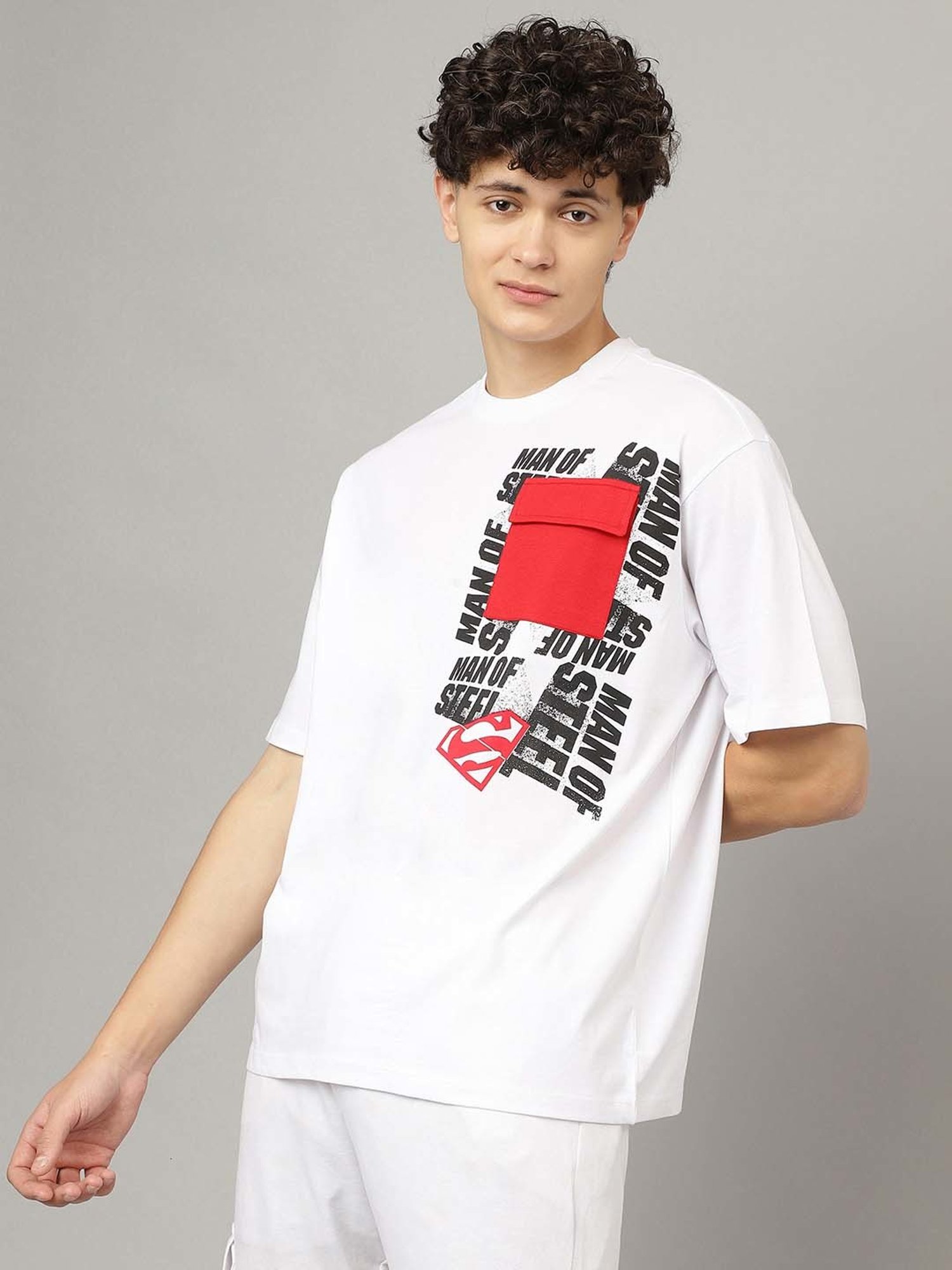 Free Authority Dark Grey & White Regular Fit Dc Comics Printed Crew T-Shirt - Pack of 2