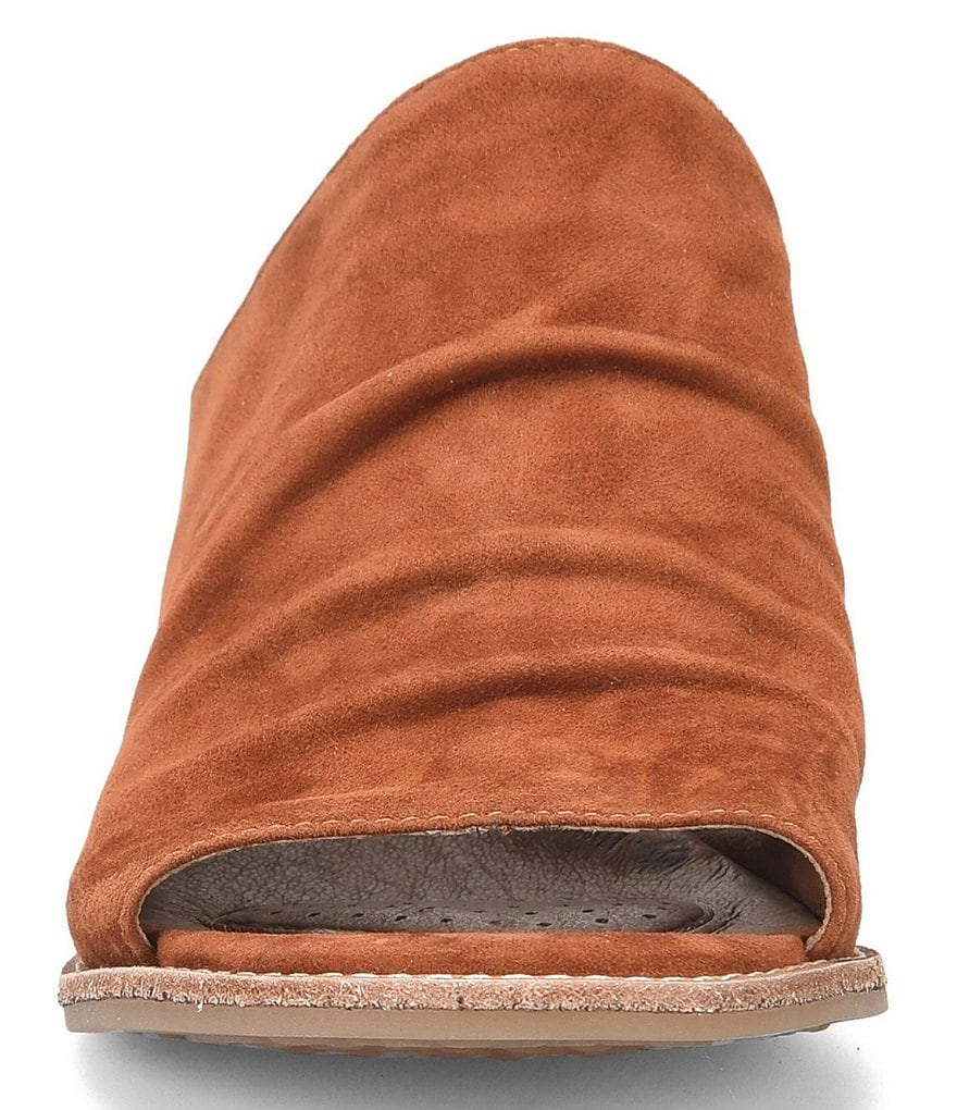 Sofft Netta Suede Stack Heel Peep Toe Mules