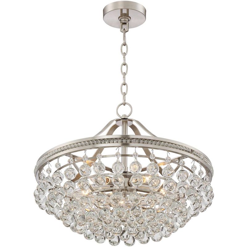 Vienna Full Spectrum Brushed Nickel Pendant Chandelier 20 1/4" Wide Clear Crystal 5-Light Fixture Dining Room House Foyer Kitchen