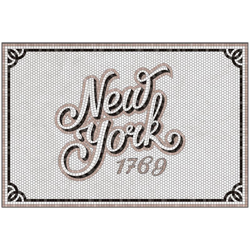3'x2' Vinyl Mosaic New York Mat Brown - A&A Story