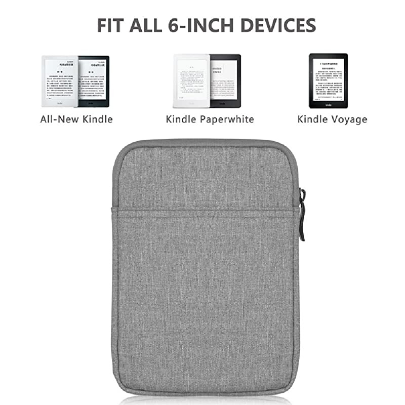 Nylon Cover Pouch Bag Sleeve for  Kindle Paperwhite/Voyage/All-New Kindle(8th Generation, 2016)/Kindle Oasis E-Reader (Light Gray)
