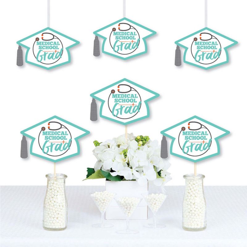 Big Dot of Happiness Medical School Grad - Grad Cap Decorations DIY Doctor Graduation Party Essentials - Set of 20