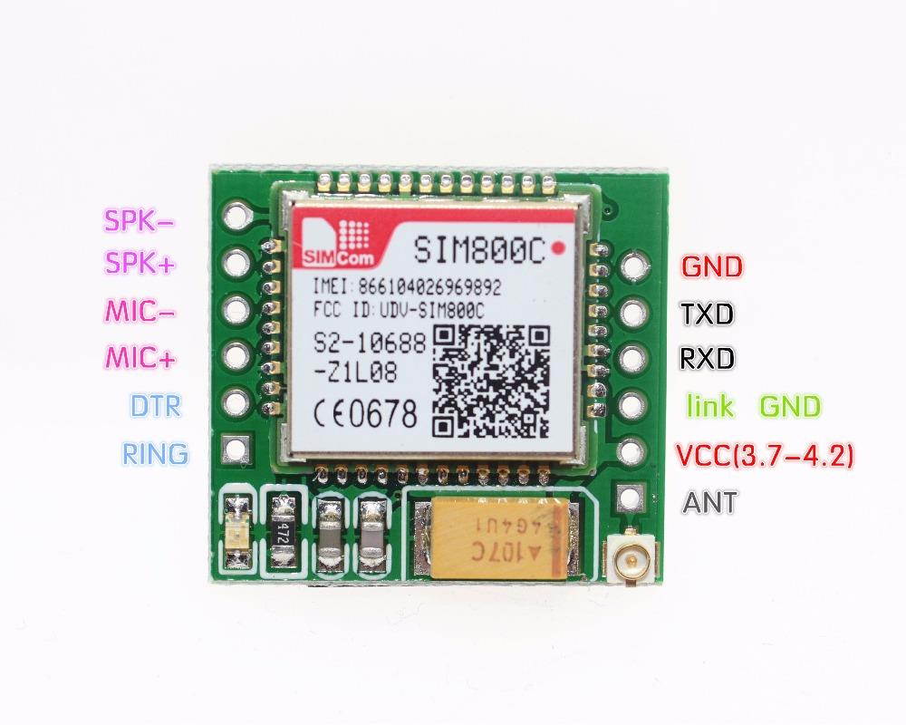 Smallest SIM800C GPRS GSM Module MicroSIM Card Core Board Quad-band TTL Serial Port (Compatible SIM800L SIM900A)