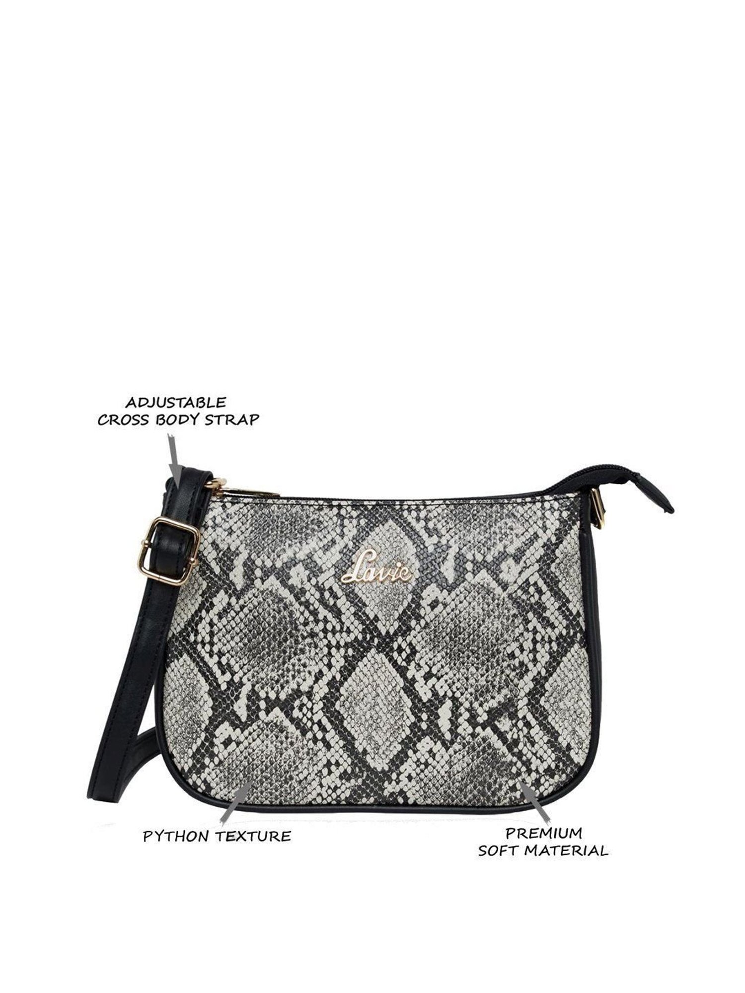 Lavie Black Textured Small Sling Handbag