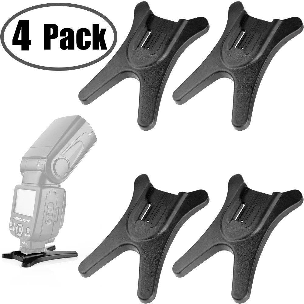 Anwenk Camera Flash Stand Flash Speedlight Hot Shoe Mount Stand with 1/4" Metal Tripod Thread for Flash Speedlight Speedlite Canon Nikon Sigma Olympus Panasonic Pentax 4 Pack