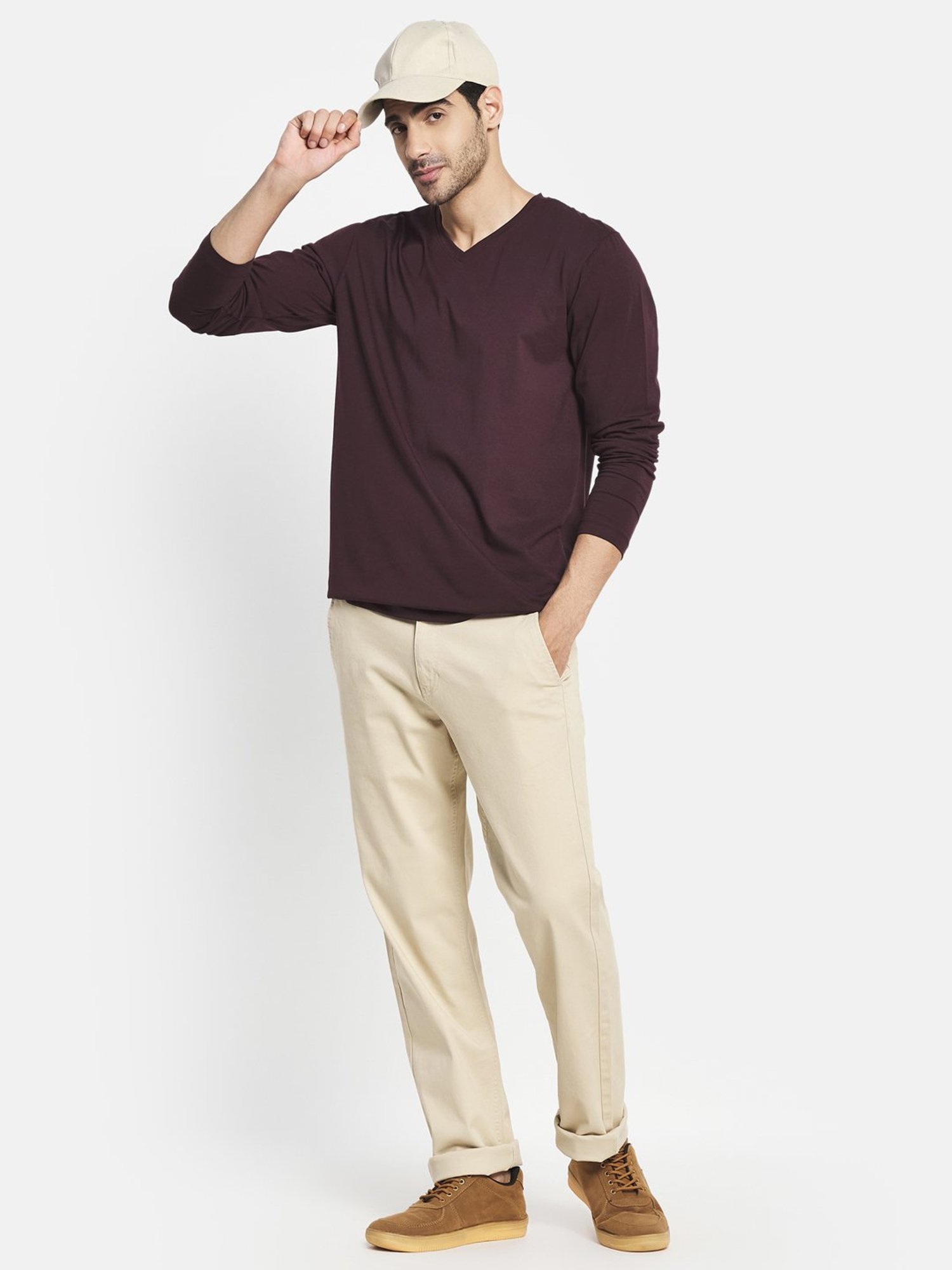 METTLE Wine V Neck T-Shirt