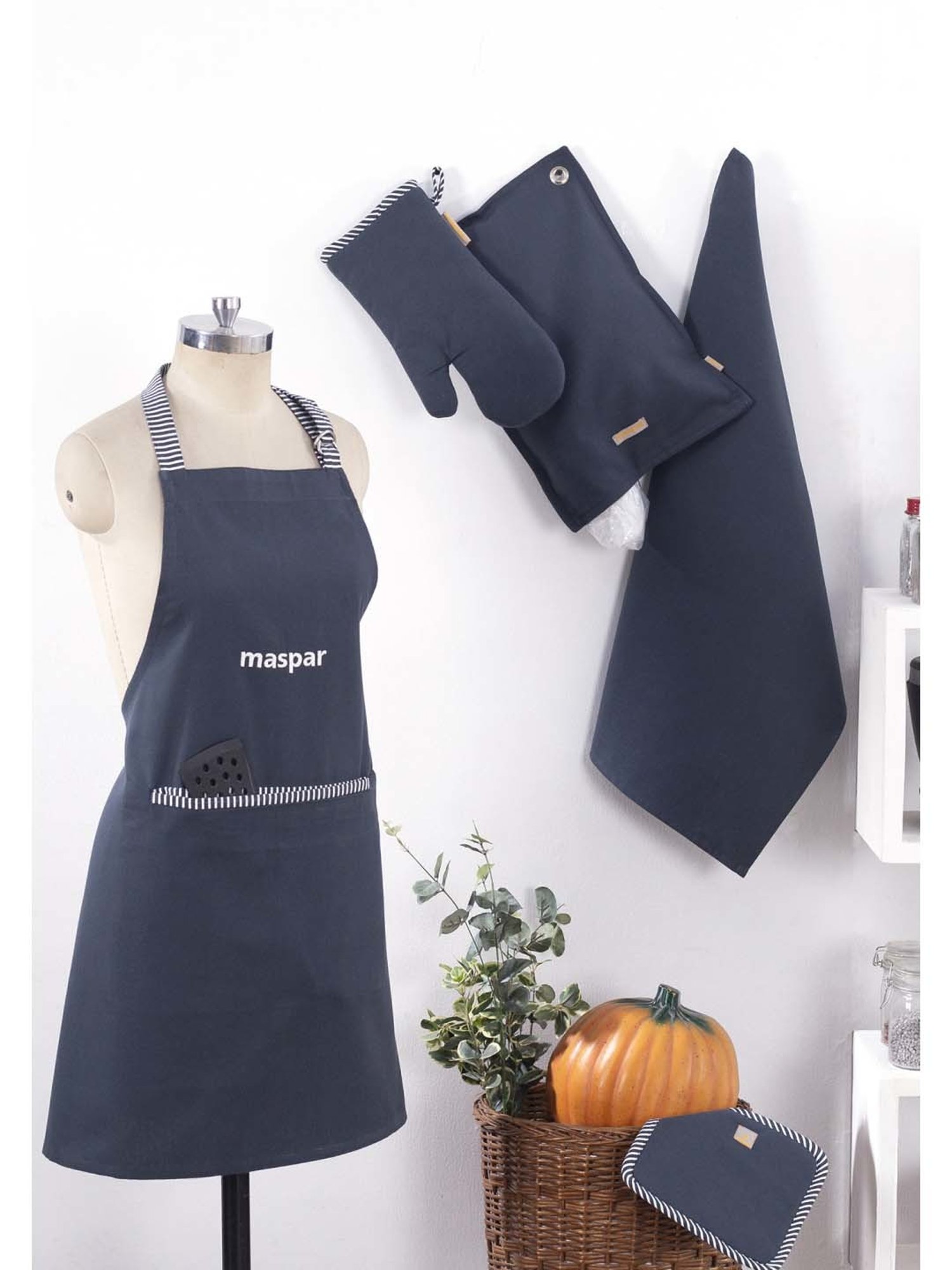 Maspar Navy 100% Cotton 225 GSM Table Linen Set