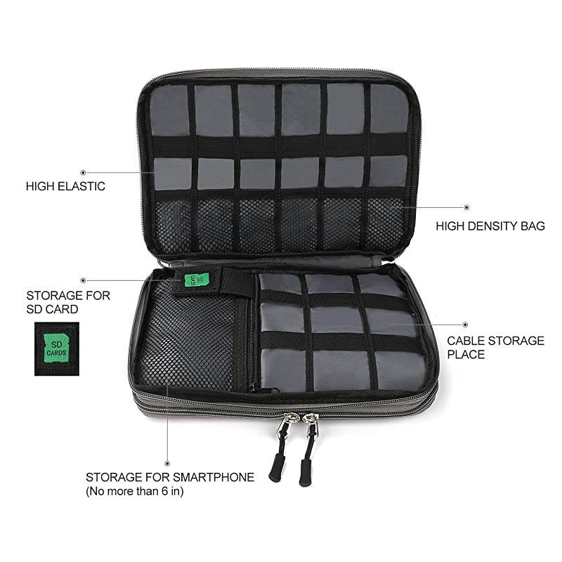 Electronics Organizer  Electronic Accessories Cable Organizer Bag Waterproof Travel Cable Storage Bag for Charging Cable Cellphone Mini Tablet Up to 79 and MorePurple and Gray