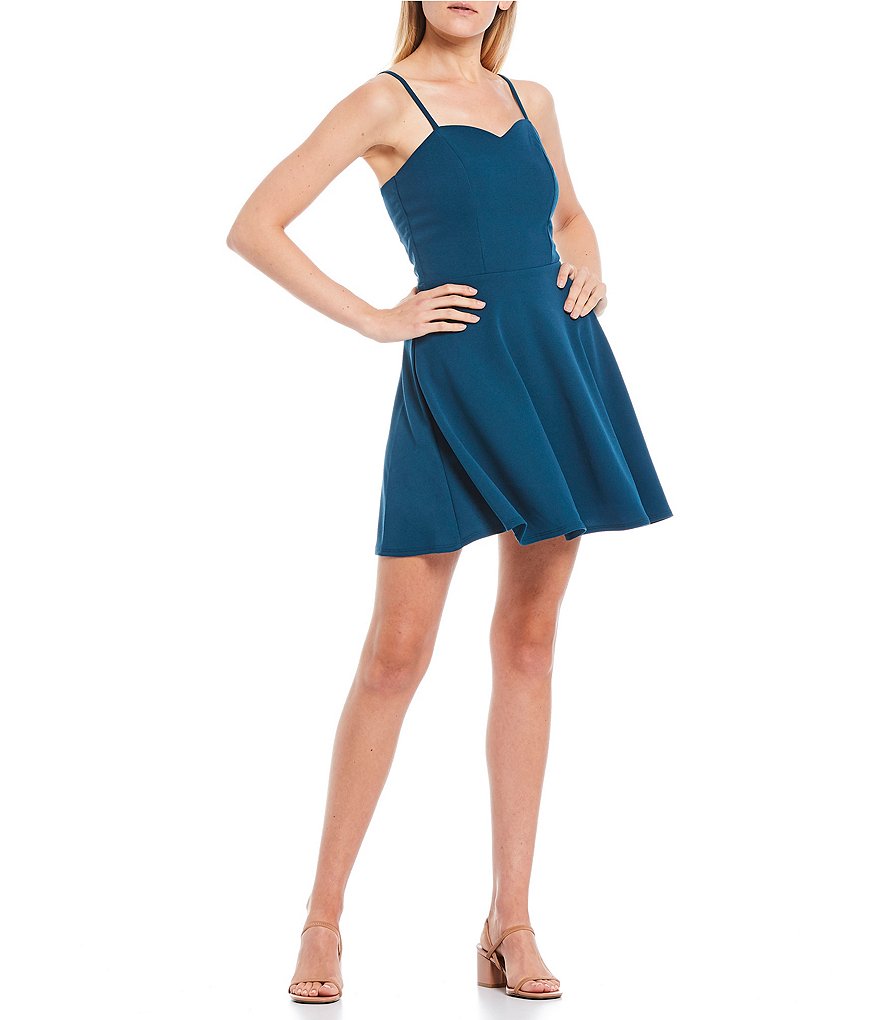 Honey and Rosie Spaghetti Strape Cage-Back Skater Dress