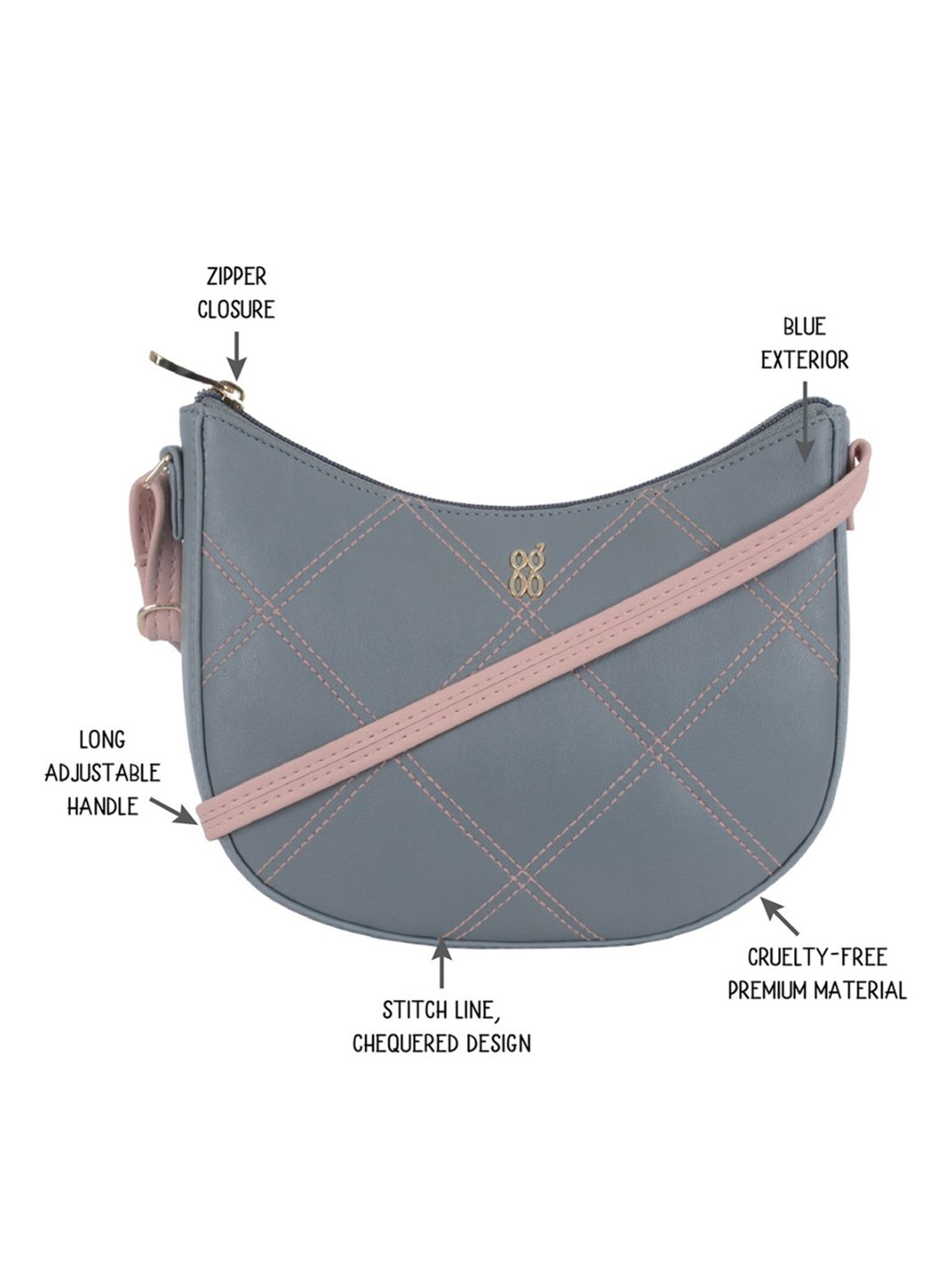 Baggit Blue Textured Large Hobo Bag