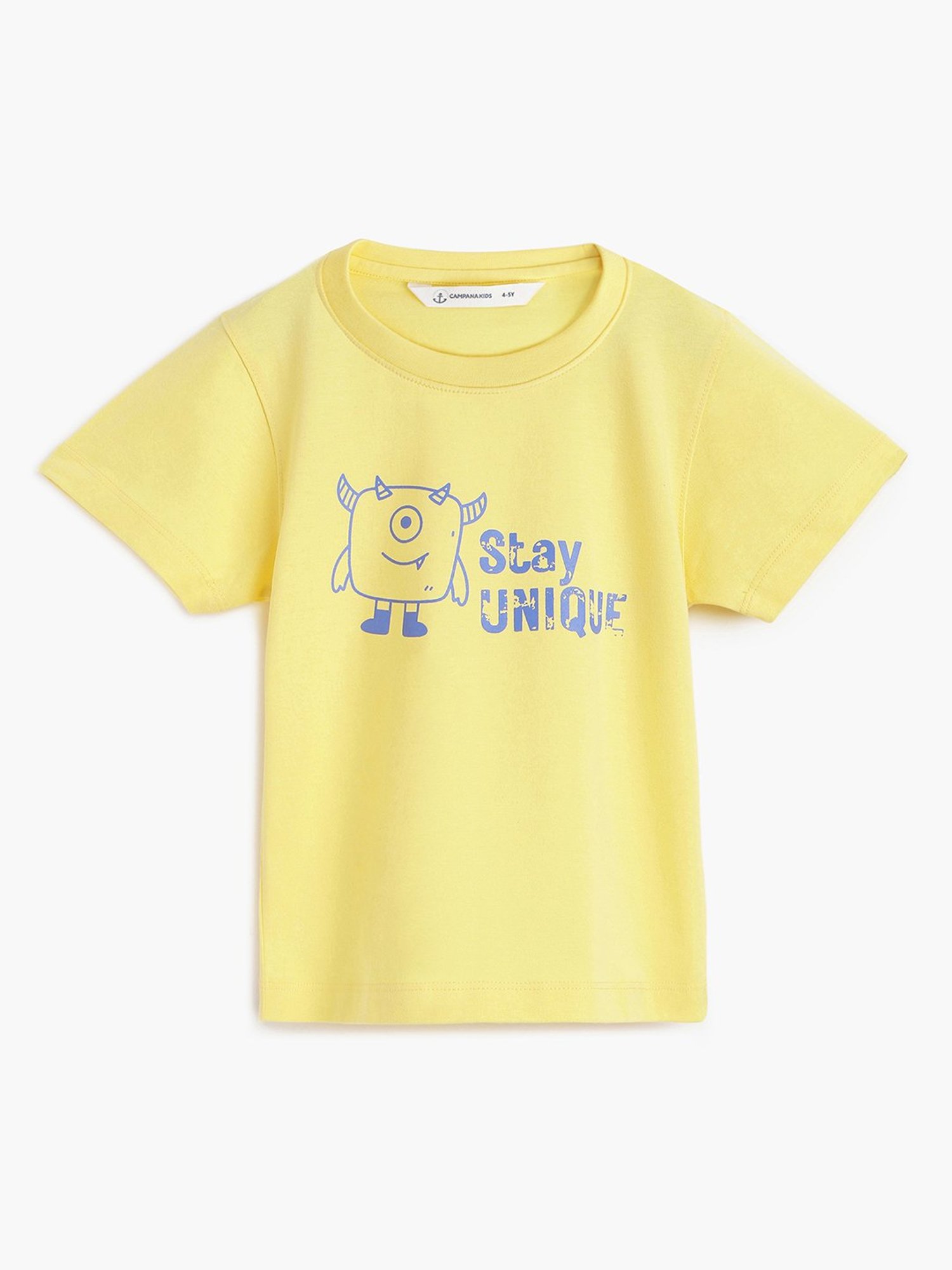 Campana Kids Yellow Printed T-Shirt