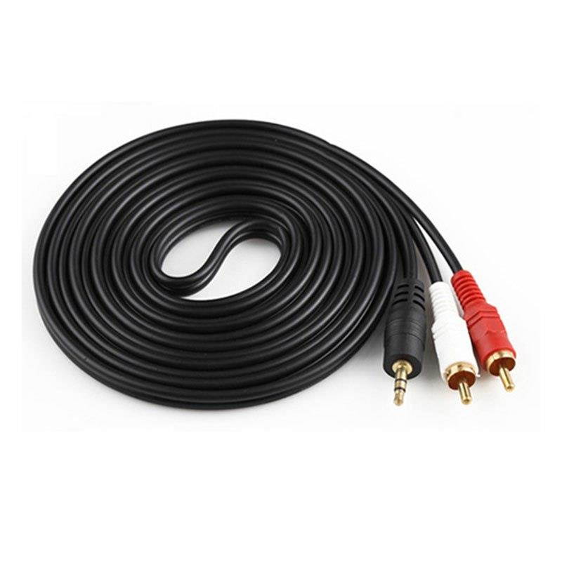 3.5 MM Male Jack to AV 2 RCA Male Stereo Music Audio Cable Cord AUX for Mp3 Pod Phone TV Sound Speakers X
