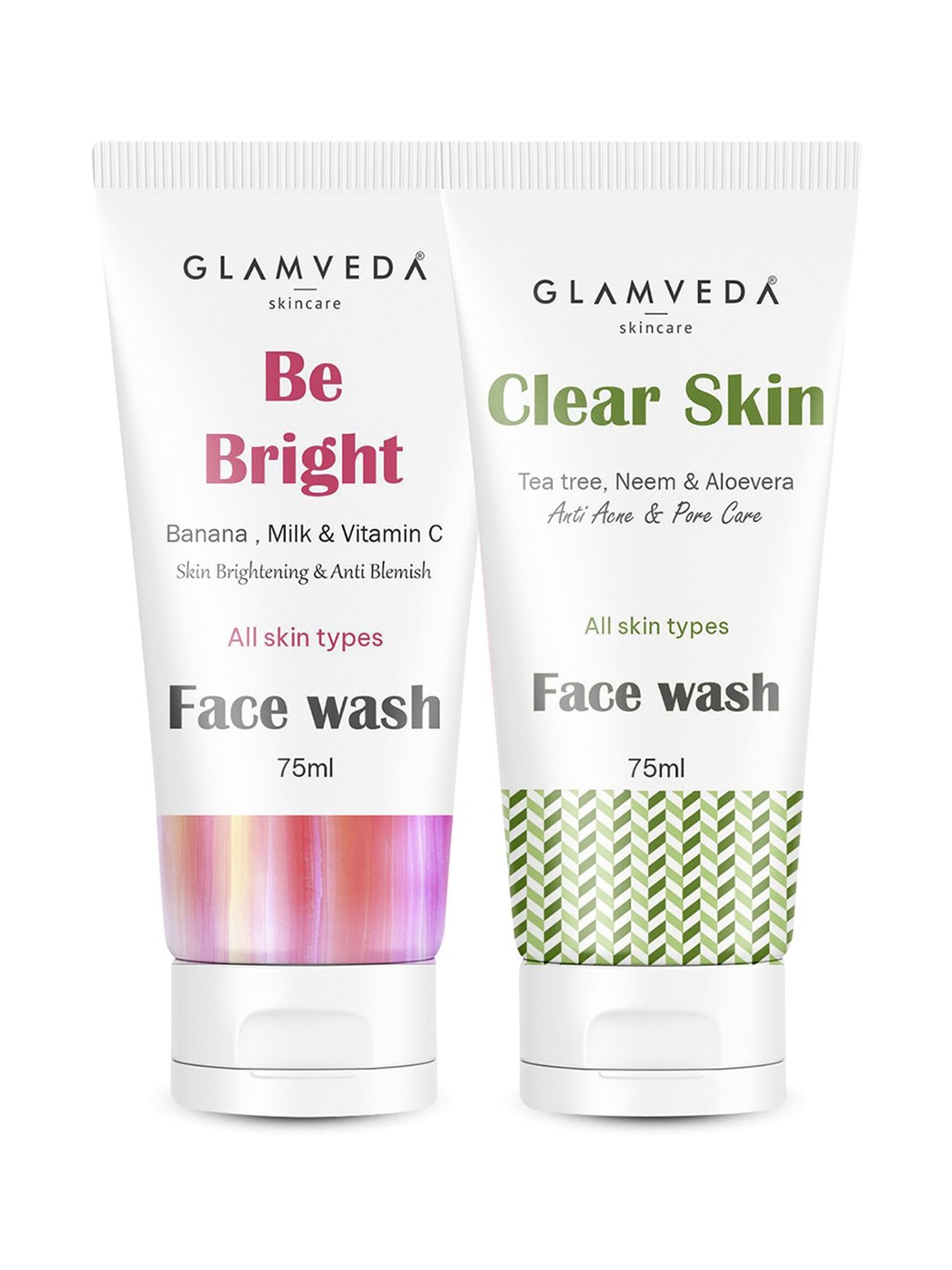Glamveda Be Bright Skin Brightening and Clear Skin Anti Acne Face Wash Combo (Pack of 2)