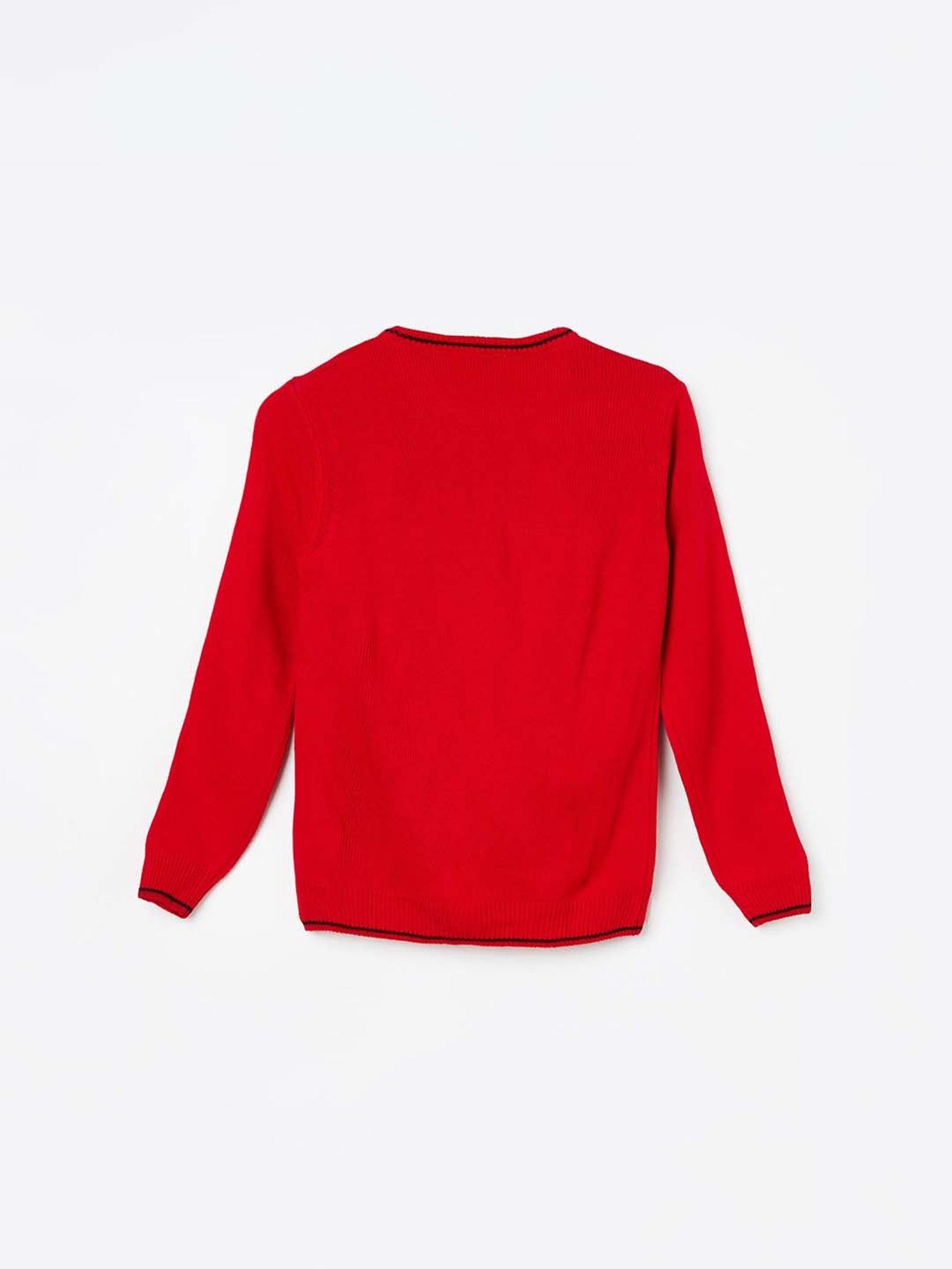 Fame Forever by Lifestyle Kids Red Embellished Full Sleeves Sweater