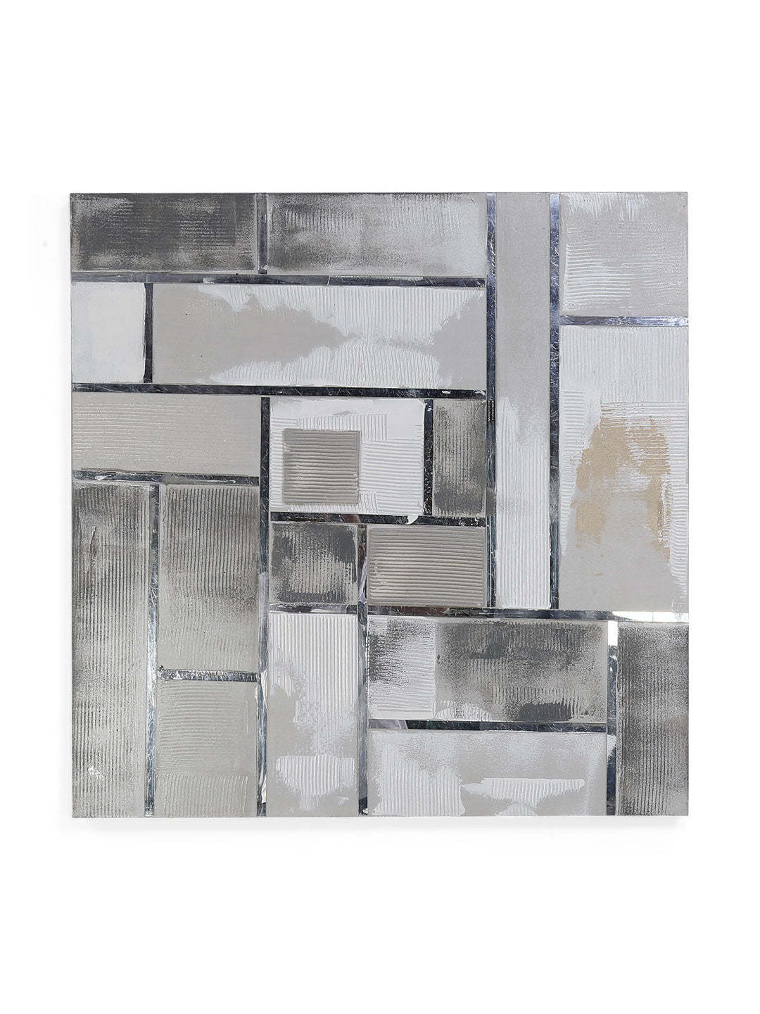 @home Silver Cloth Emboss Geometry Abstract Painting