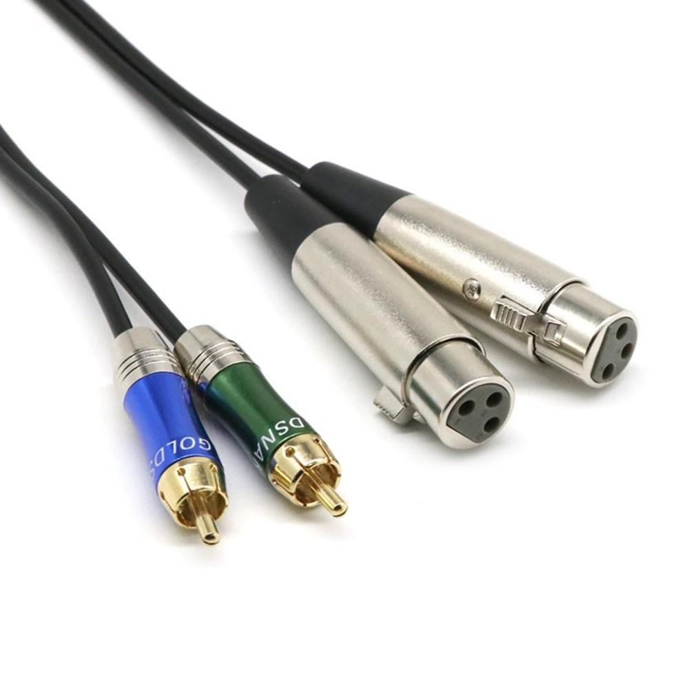 Dual XLR Female to Dual RCA Male Patch Cable Cord Audio Cable Black