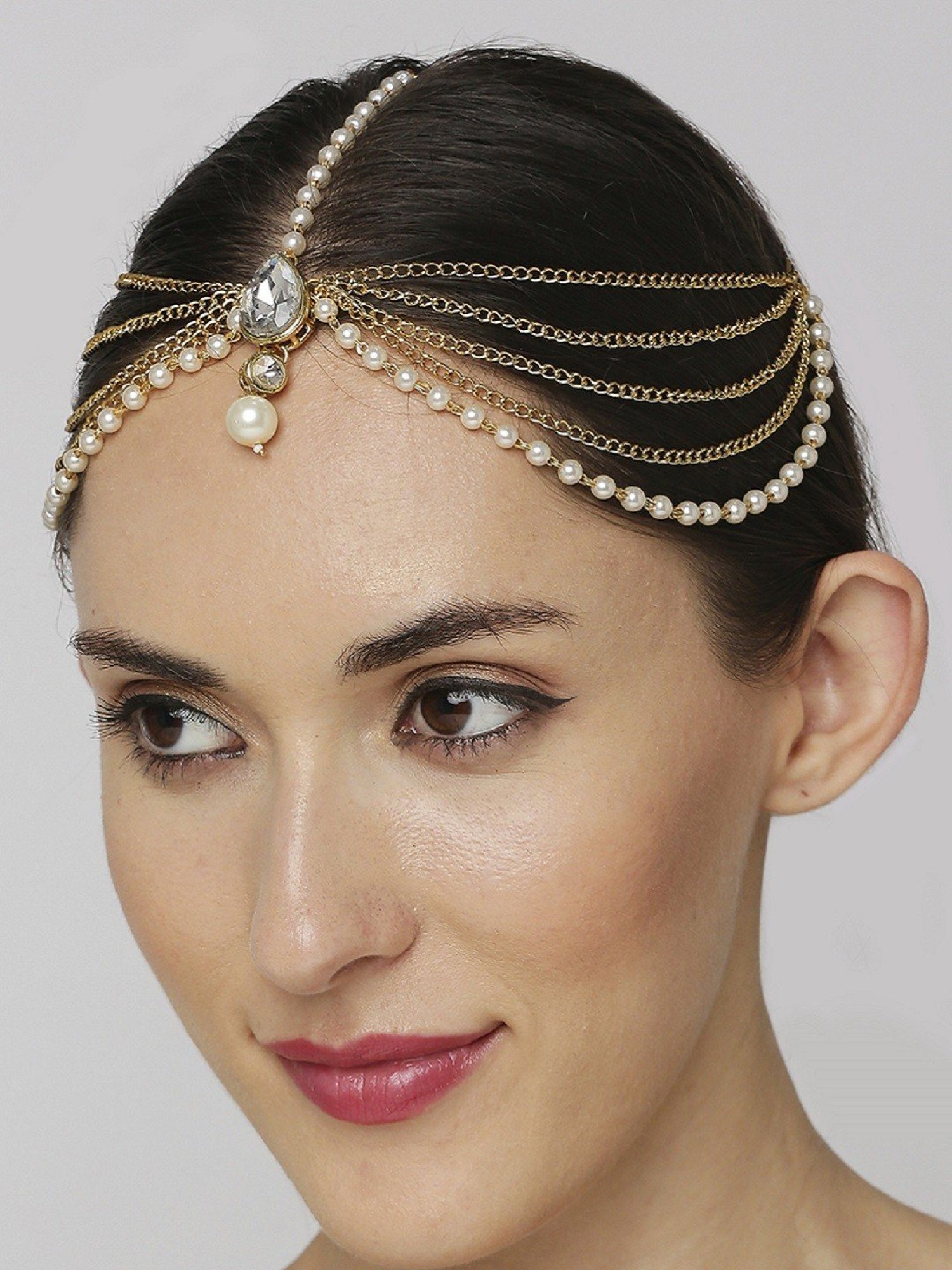 Oomph Gold Kundan and Pearls Traditional Matha Patti