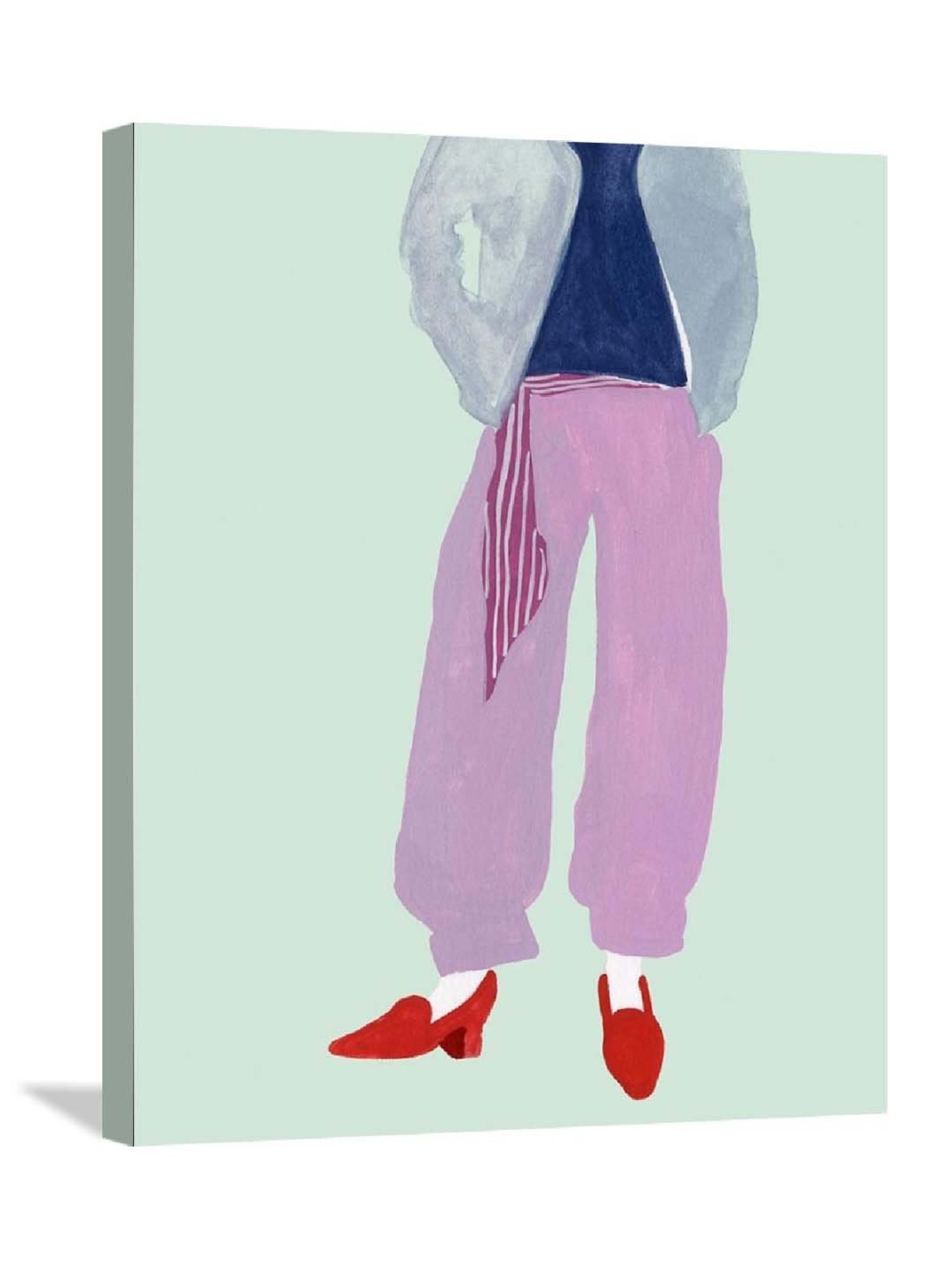 ARTE'VENUE Couture Grid Green & Pink Canvas Wall Arts - Set of 4 (10 X 12 inch Each)