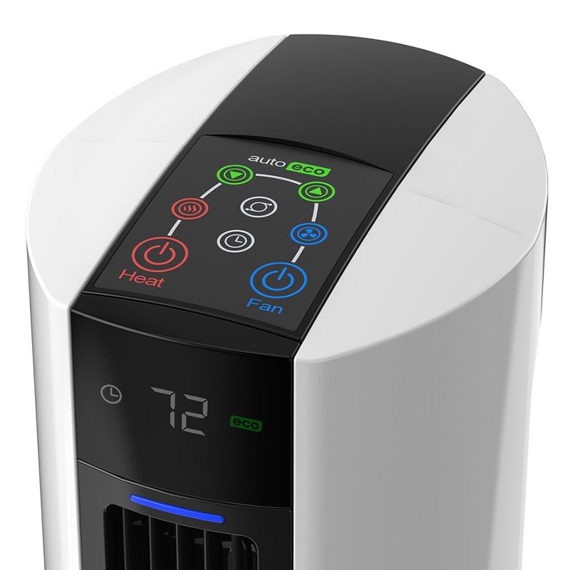 Lasko LKO-FH500 4-Speed Quiet Bladeless Multi Function Remote Control All Season Comfort Control Tower Fan and Space Heater w/ 3 Heat Settings, White