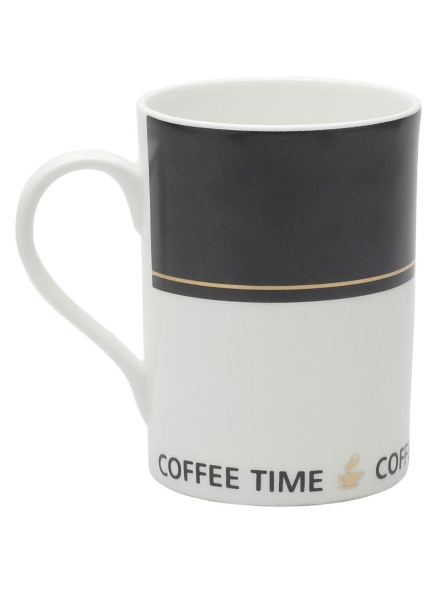 JCPL White & Black Ceramic Milk & Coffee Mug (0.33L) - Set of 1
