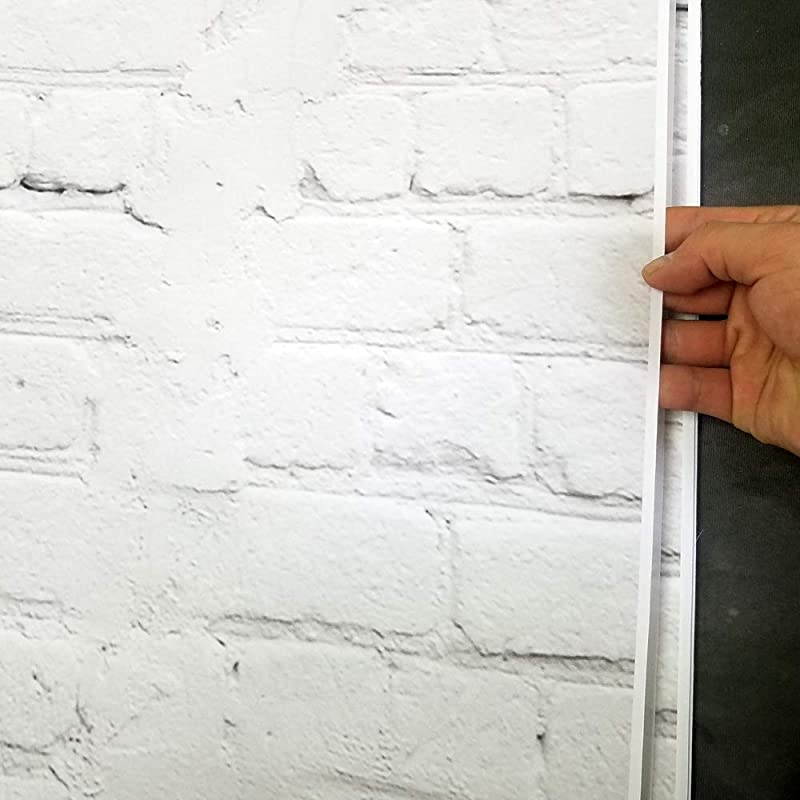 White Brick Wall with Gray Wooden Floor Photography Backdrop Vinyl Background for Pictures D-2504