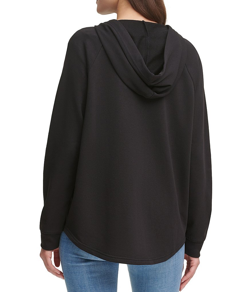 DKNY Mixed Media Zip Front Hoodie