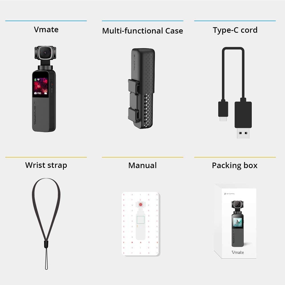 Snoppa Vmate 3 Axis Handheld Gimbal Camera Stabilizer 200Mbps High Bitrate Video Recording with 4K Smart Camera, 118g WiFi Connection Built-in Microphone 90&deg;Rotating Lens Bluetooth Microphone Support