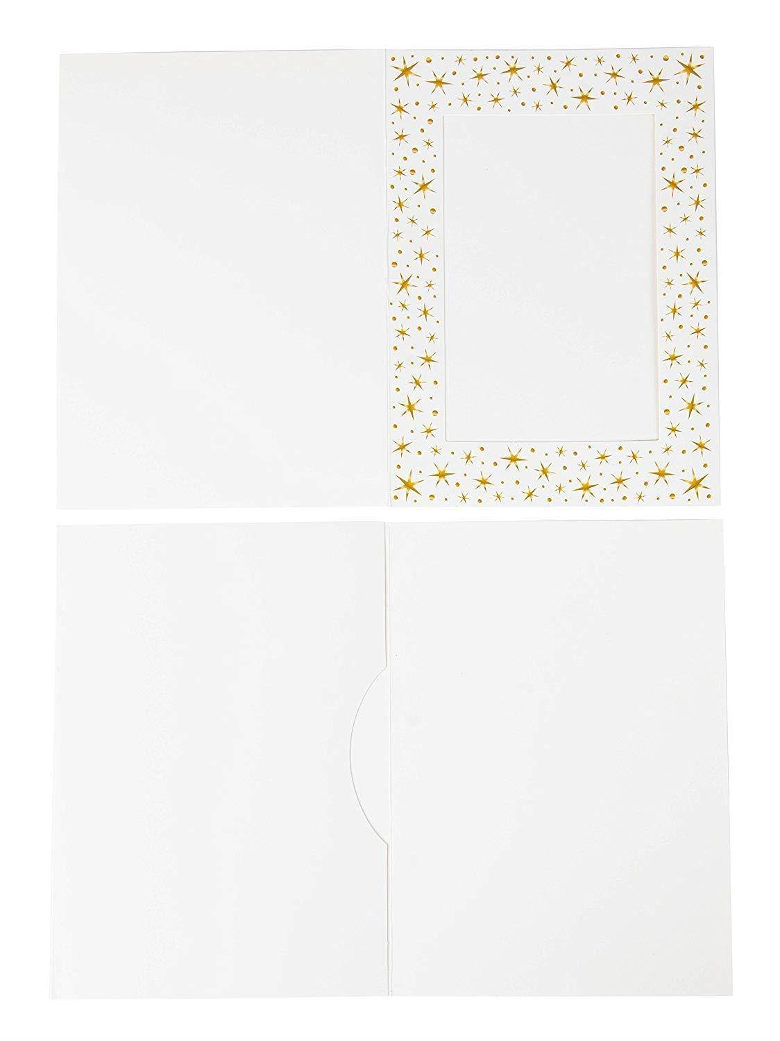 36-Pack Photo Insert Note Cards - Includes Paper Picture Frames Envelopes - Gold Stars Design Photo Mats, Photo Insert Greeting Cards, Holds 5 x 7 Inches Inserts