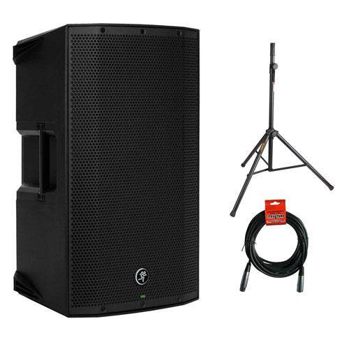 mackie thump12bst boosted 1300w 12" advanced powered loudspeaker single with ss4420 steel speaker stand and xlrxlr cable