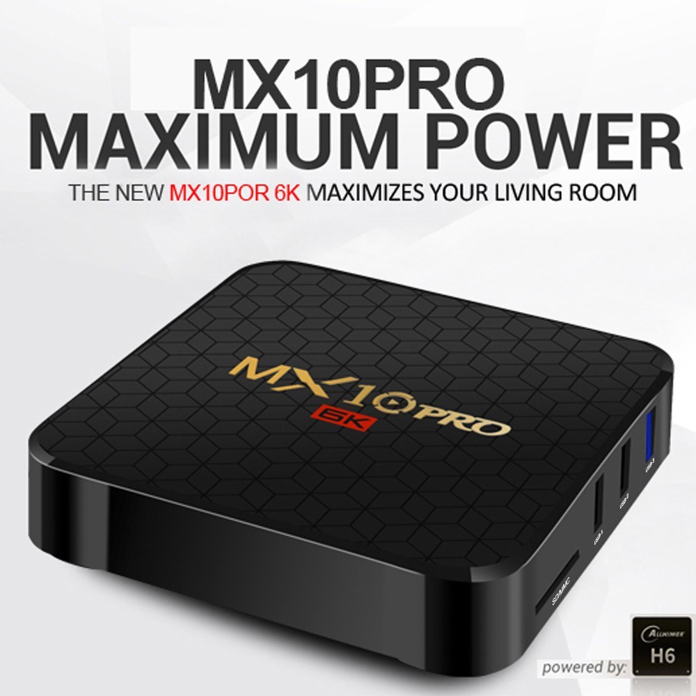 MX10 PRO Smart TV Box Android 9.0 Allwinner H6 UHD 4K Media Player 6K Image Decoding 4GB / 64GB 2.4G WiFi 100M LAN USB3.0 H.265 VP9
